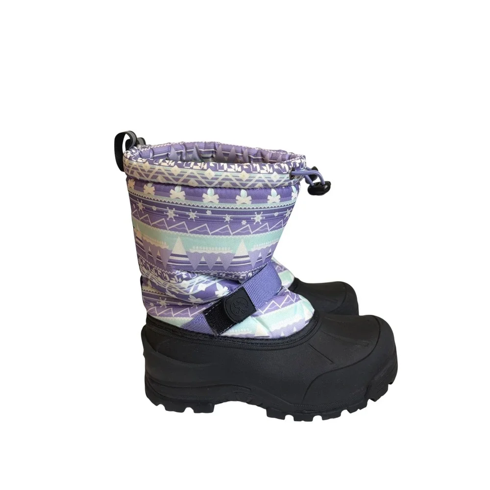 Northside Frosty Kids Snow Boots Purple Teal Mountain Print Insulated Size 3